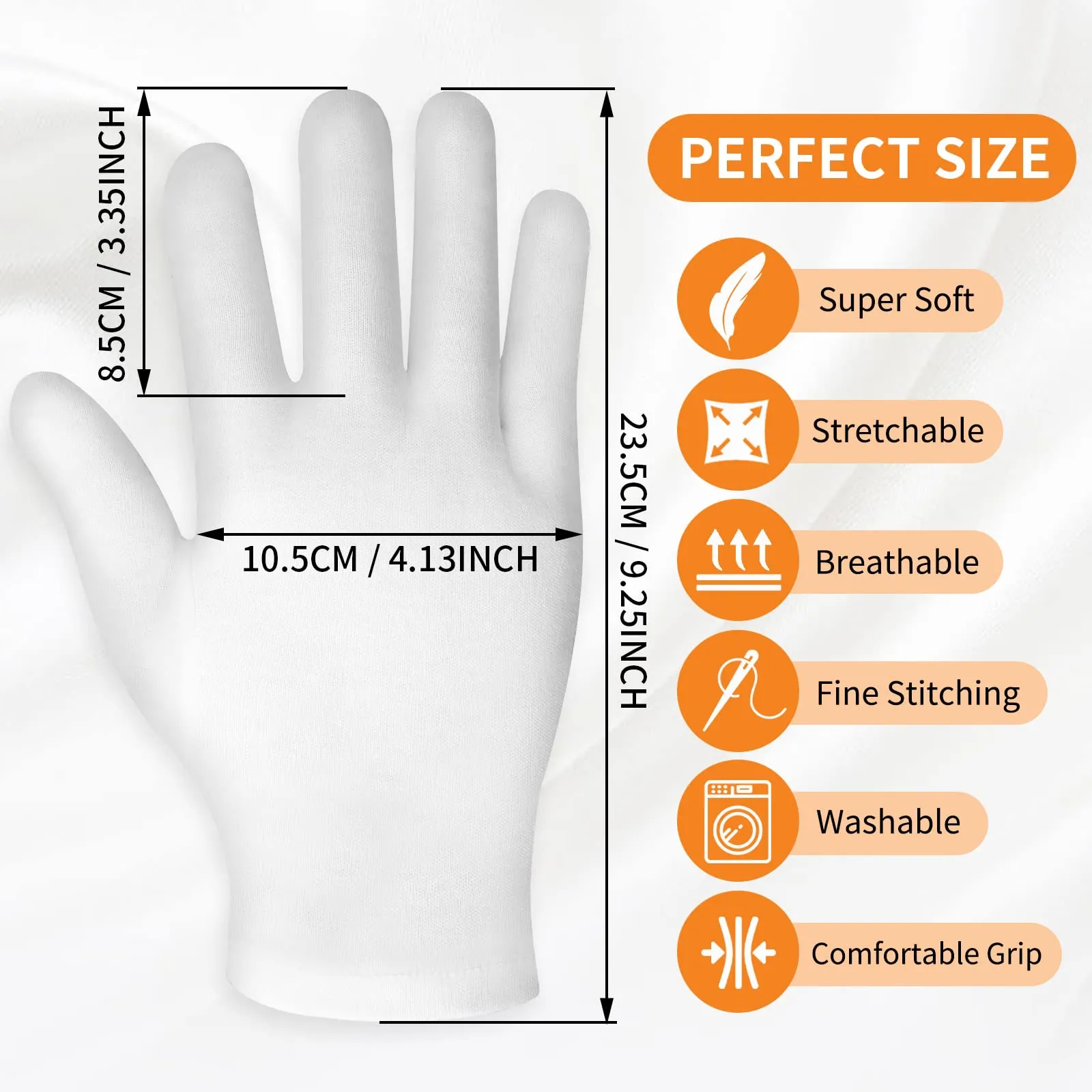 1 Pairs Medium Touch Screen Moisturizing Gloves White Cotton Moisturizing Gloves for OverNight Bedtime Heal Eczema Sleeping Lotion Hand Spa Treatment Gloves Repair Rough Cracked Dry Chapped Hands Skin 1 pair