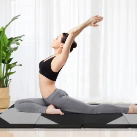 10' x 4' x 2" Folding Exercise Mat with Hook and Loop Fasteners-Gray
