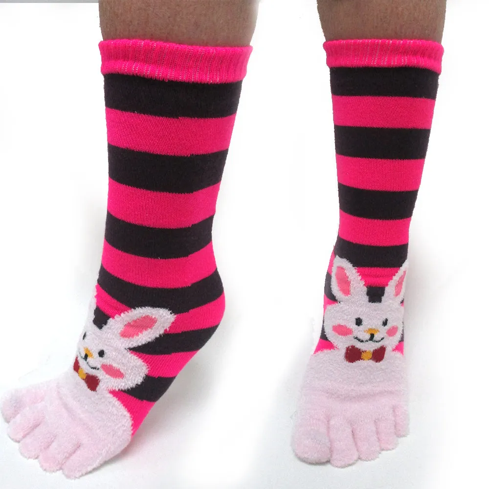 12 Pairs Toe Socks Calf Length Funny Feet Animal Womens Striped Toe Socks Toesox
