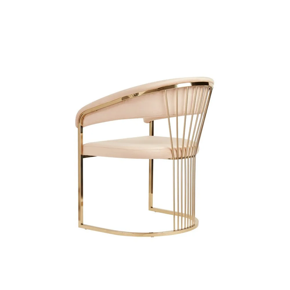 24" Dining Chair, Beige Velvet Seat, Gold Cantilever Windsor By Casagear Home