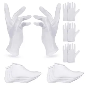 4 Pairs Moisturising Gloves and 4 Pairs Socks Nabance Moisturising Cotton Gloves Moisture Socks White Hand Gloves for Dry Hands Skin Care and Foot Spa(8 pairs/16pcs) 16 Count (Pack of 1)