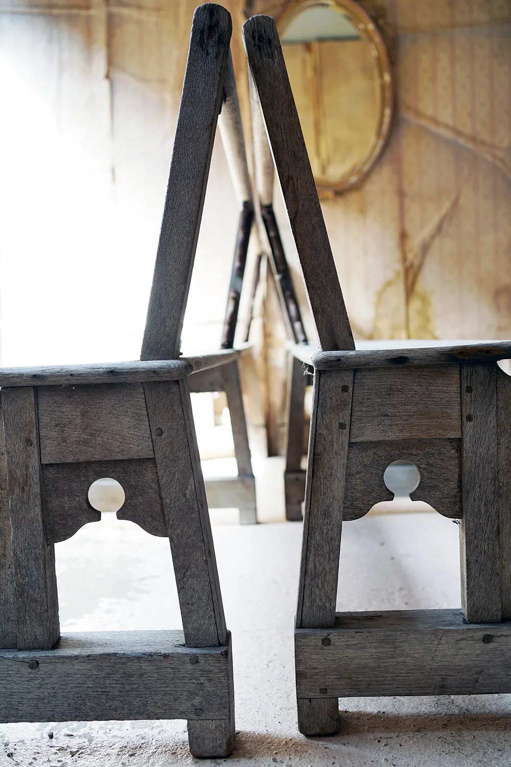 A Good Pair of c.1900 French Gothic Revival Oak Benches
