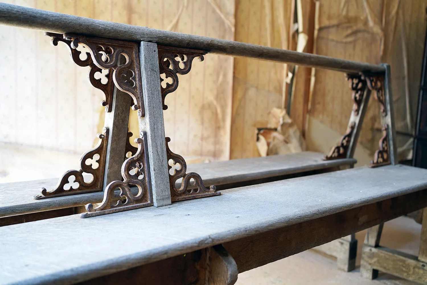 A Good Pair of c.1900 French Gothic Revival Oak Benches