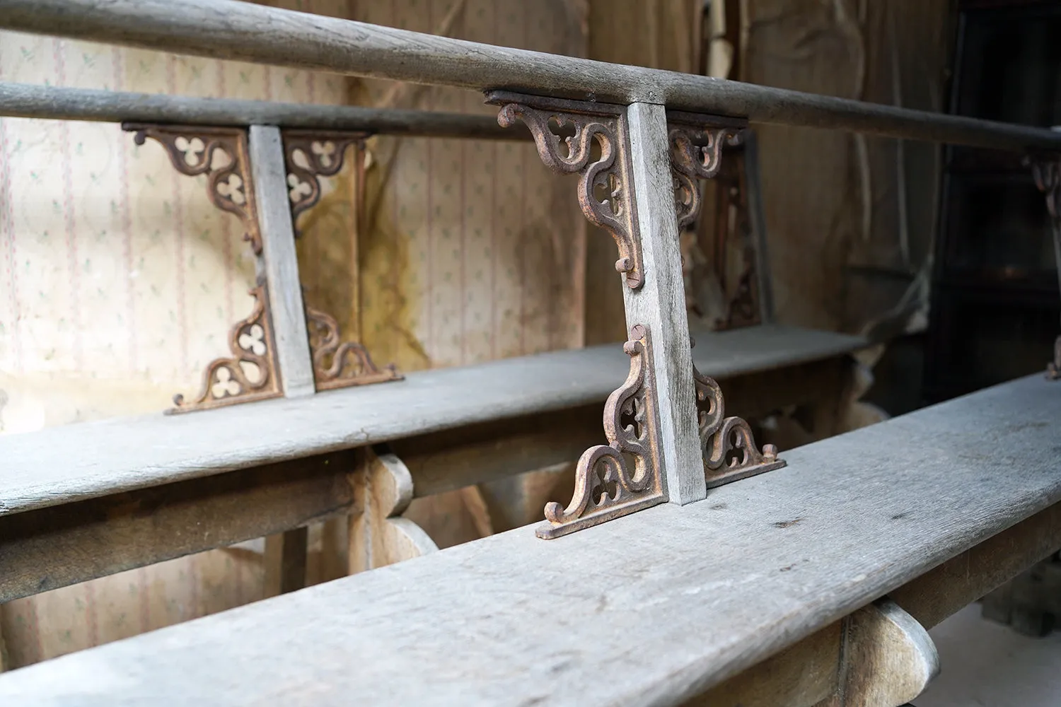 A Good Pair of c.1900 French Gothic Revival Oak Benches