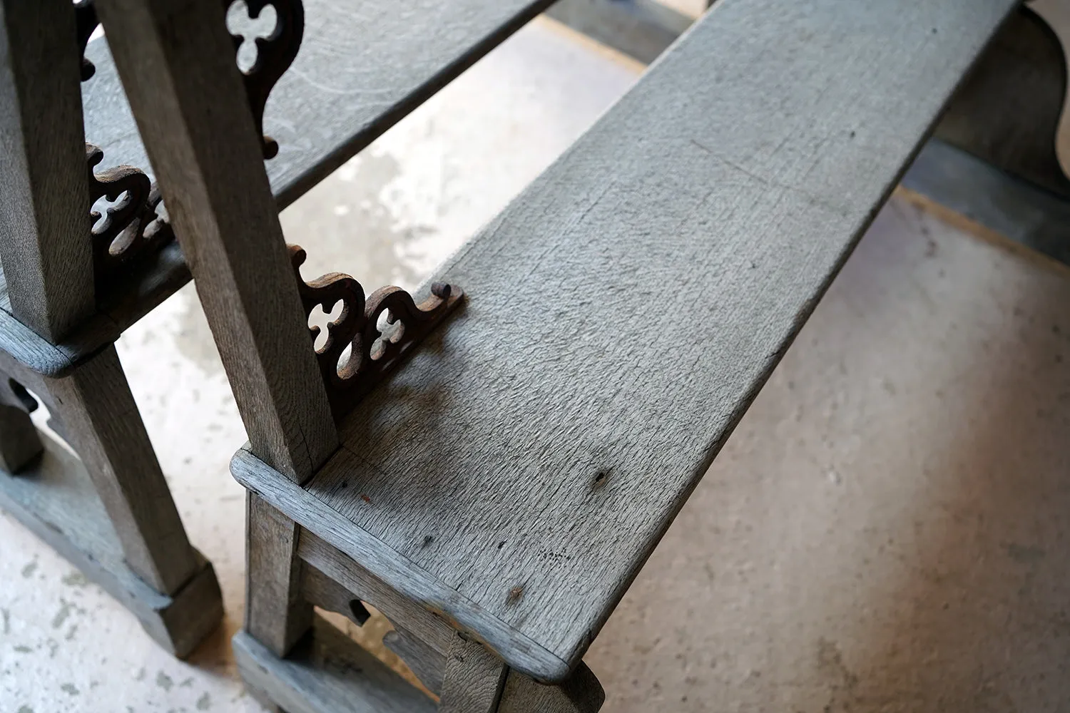 A Good Pair of c.1900 French Gothic Revival Oak Benches