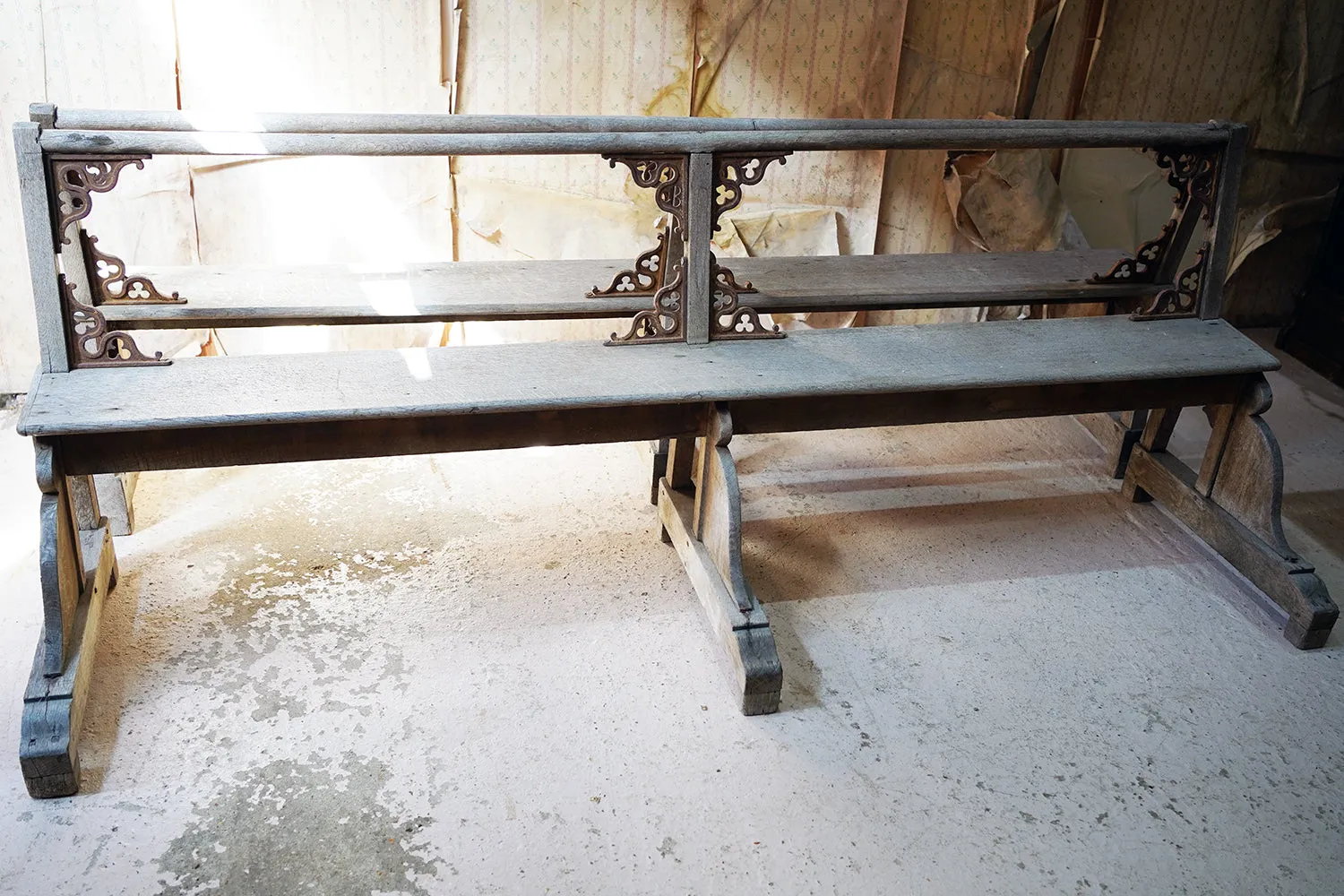 A Good Pair of c.1900 French Gothic Revival Oak Benches