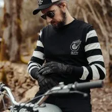 Age of Glory - Shifter Gloves Black leather and Denim
