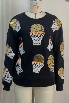 Basketball Sequin Embroidered Sweatshirt