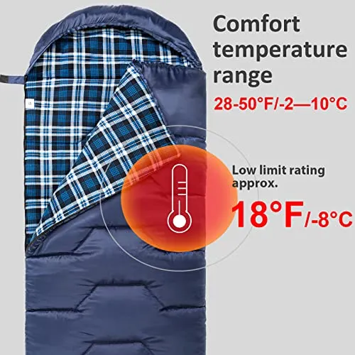Bessport Flannel Lined Sleeping Bag Winter | 18℉ Extreme Season