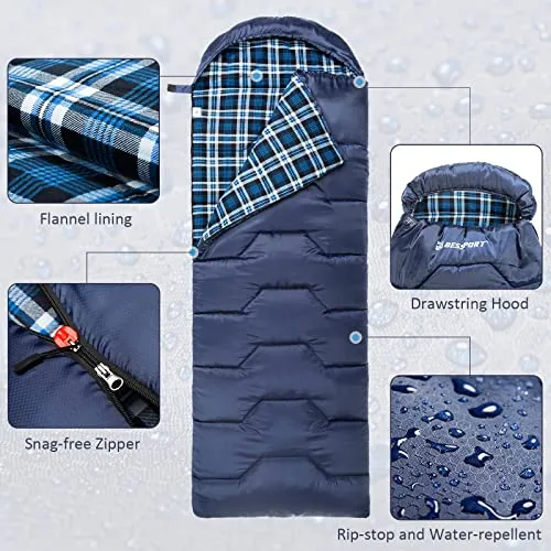 Bessport Flannel Lined Sleeping Bag Winter | 18℉ Extreme Season