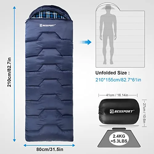 Bessport Flannel Lined Sleeping Bag Winter | 18℉ Extreme Season