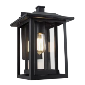 Bright Star Lighting L518 BLACK Down Facing Aluminium Lantern with Clear Glass