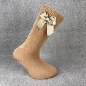 Camel Knee High Single Bow Spanish Socks