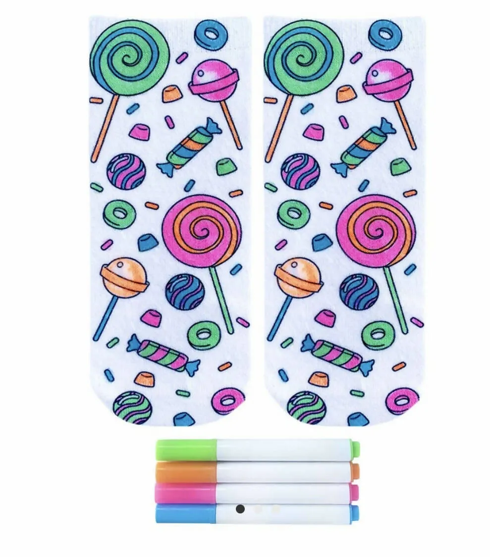Candy Explosion Coloring Socks