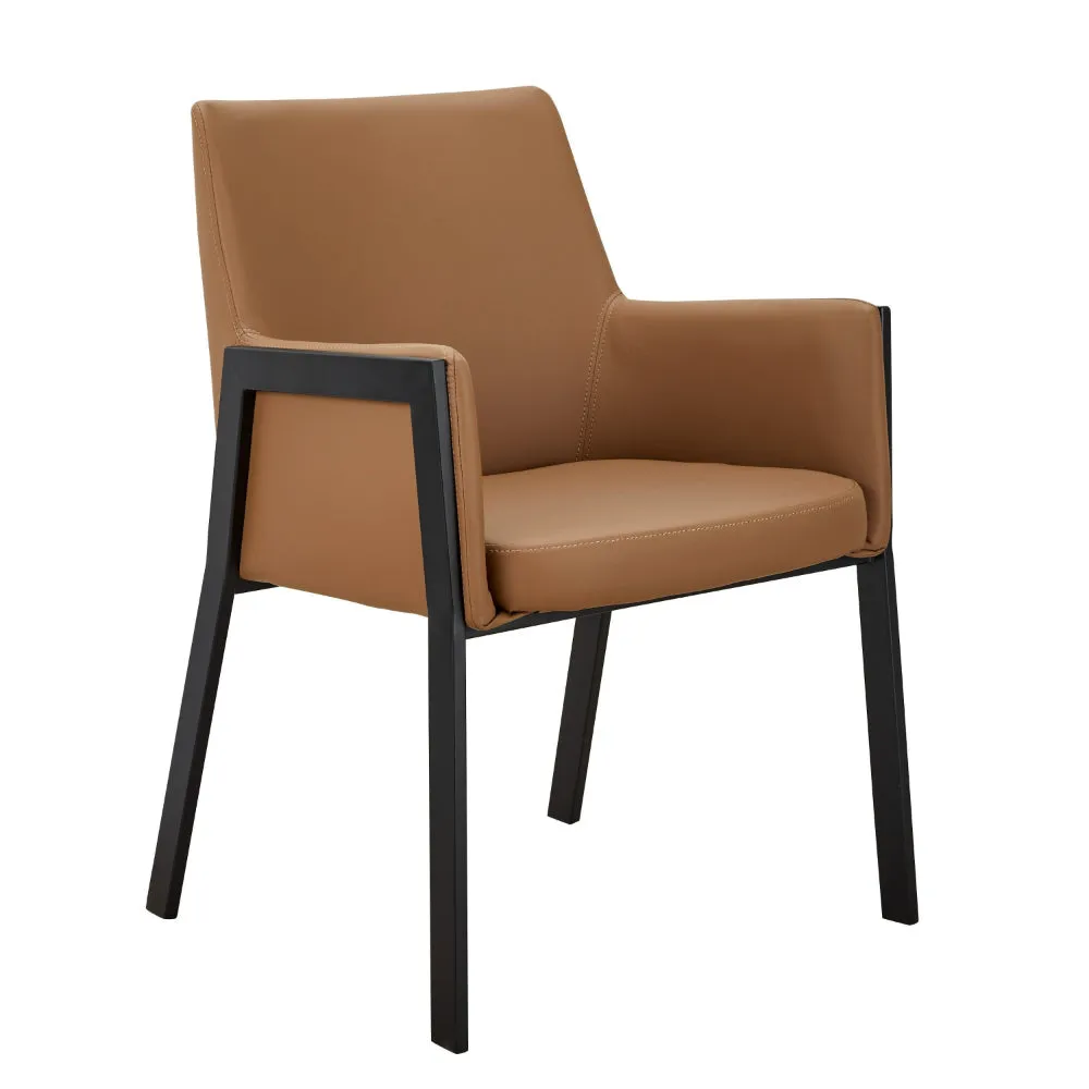 Cid Lizz 24 Inch Dining Chair, Faux Leather, Black Steel Legs, Wood Frame By Casagear Home