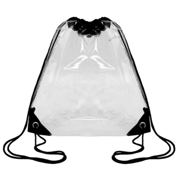 Clear Drawstring Waterproof Backpack Bags For Concert & Stadium Sporting Events Transparent Draw String Bags Travel Shoe Bags PACK OF 2