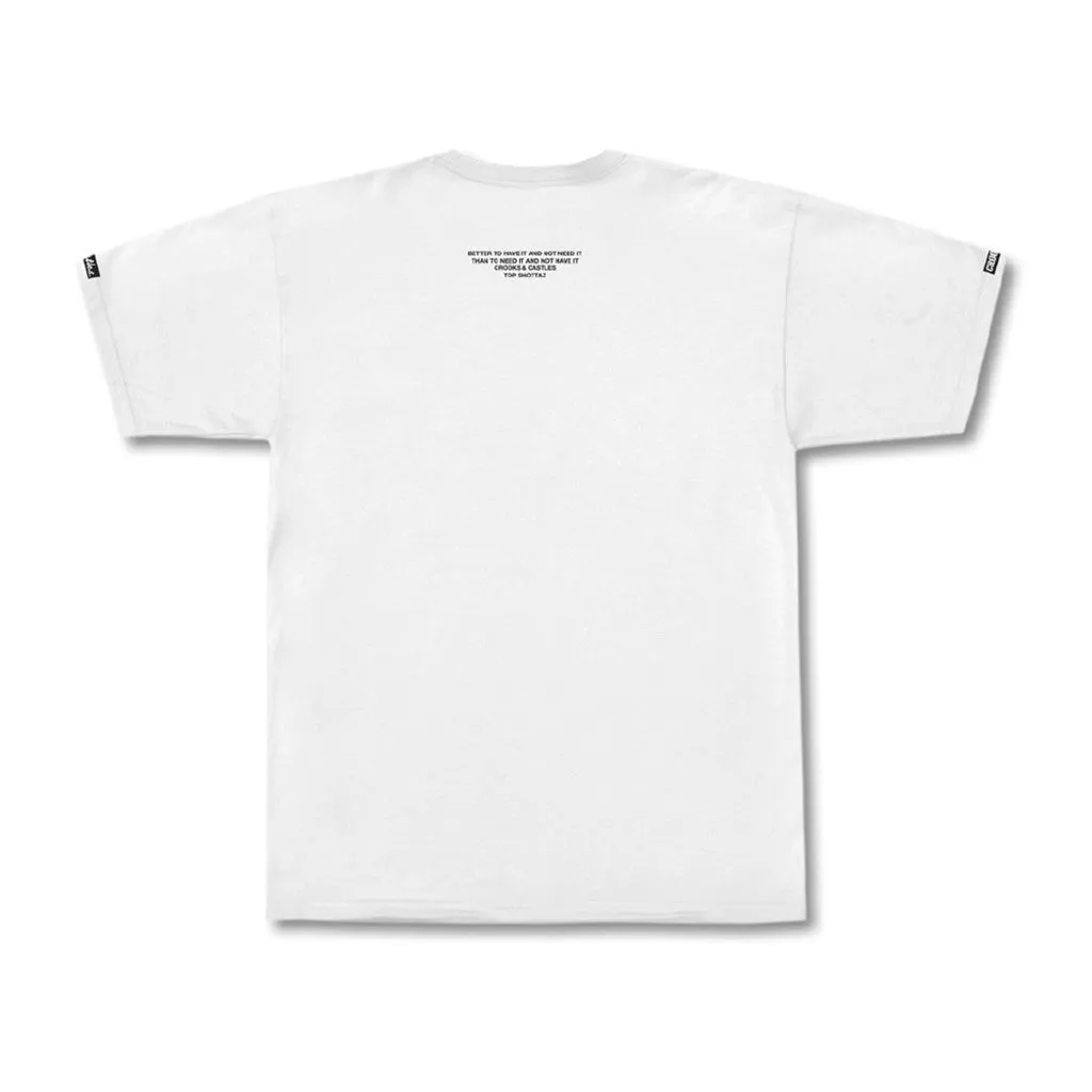 Crooks and Castles Knit Crew Stick Em Up T-Shirt  - White