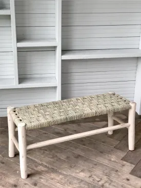 CROSS WOVEN WICKER BENCH