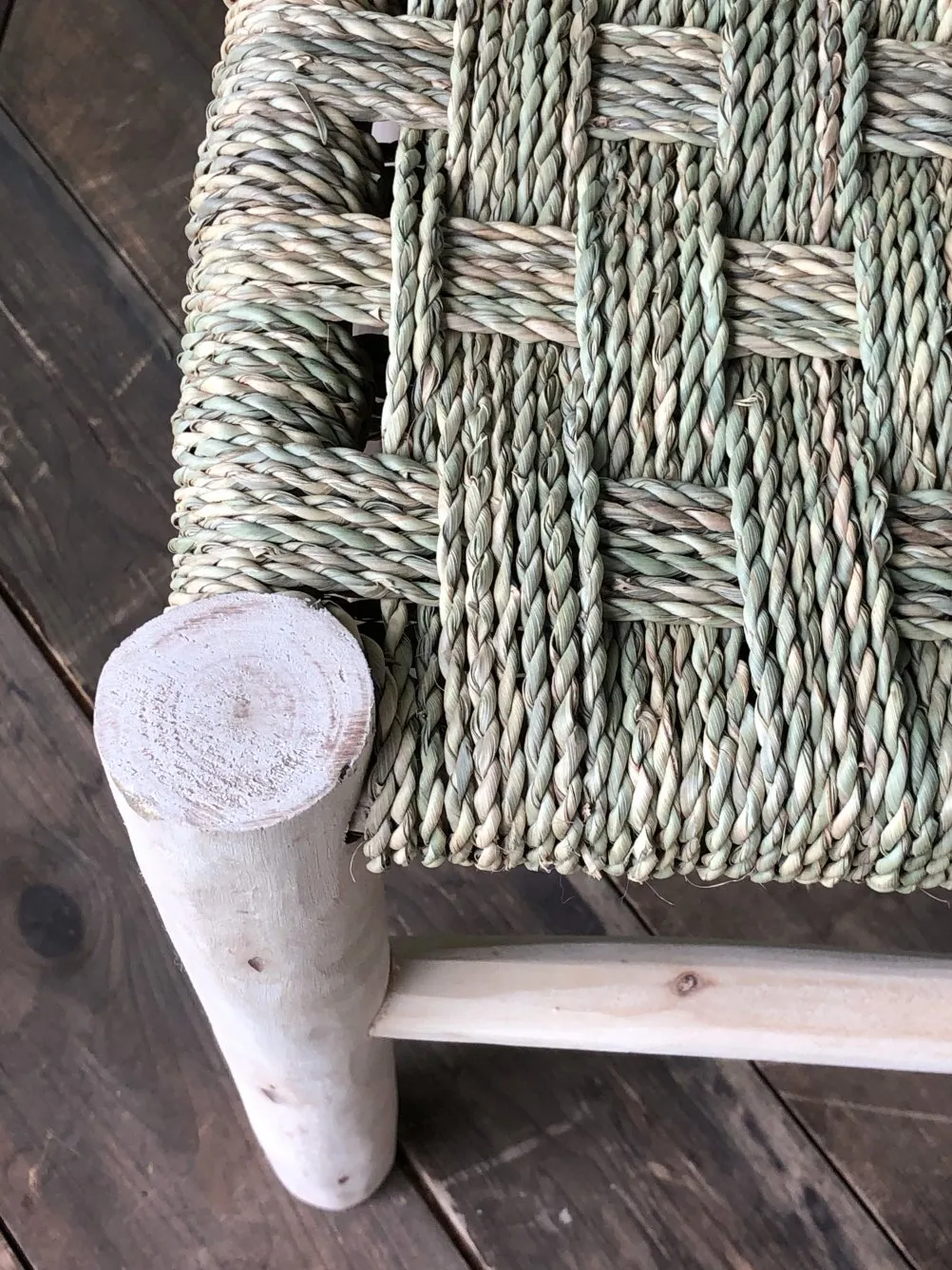 CROSS WOVEN WICKER BENCH