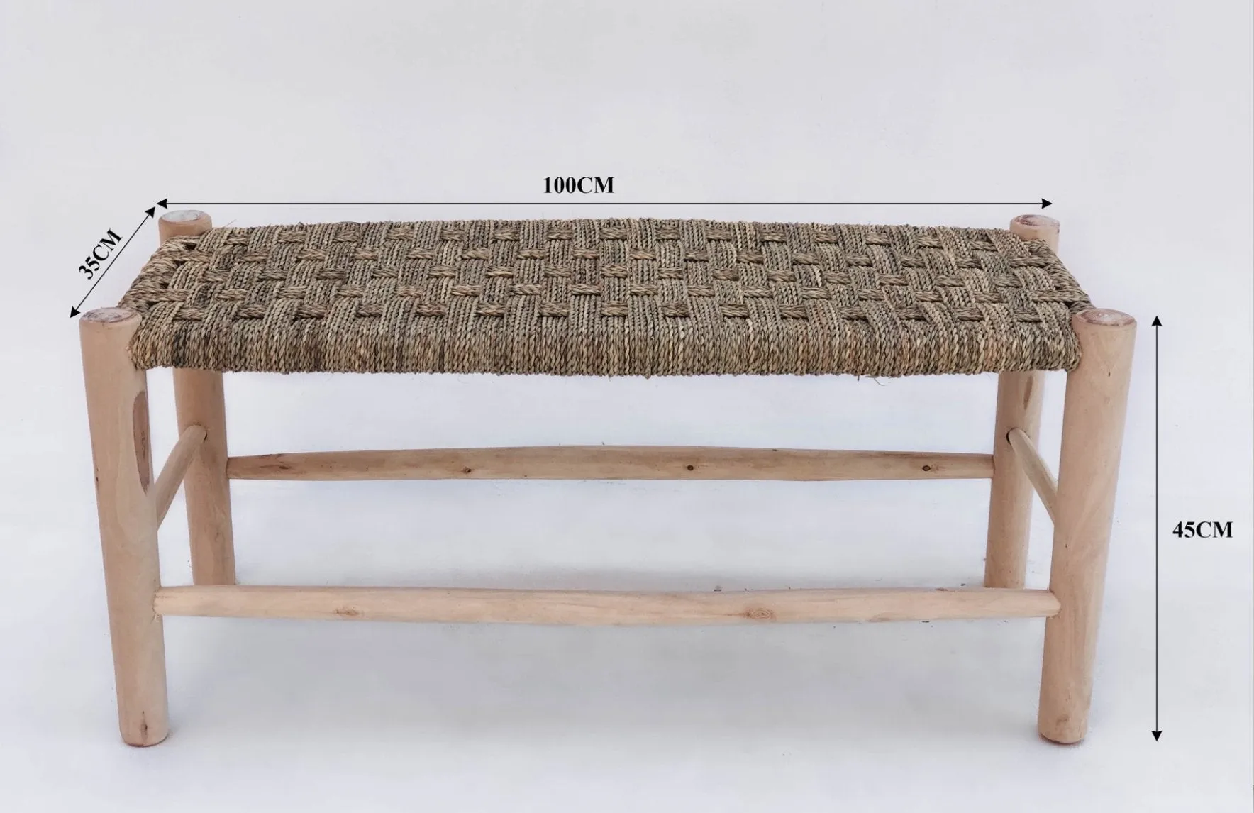 CROSS WOVEN WICKER BENCH