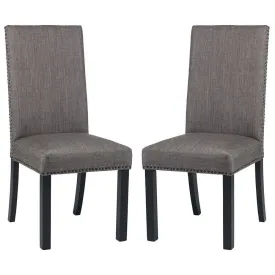 Dining Chair with Nailhead Trim and Fabric Seat, Set of 2, Gray By Casagear Home