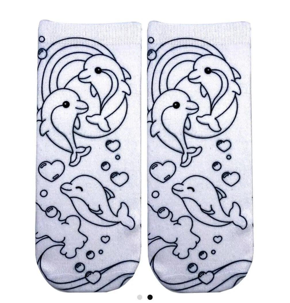 Dolphin Love Coloring Socks