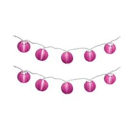 Electric String Lights with 10 Nylon Lanterns - Fuchsia