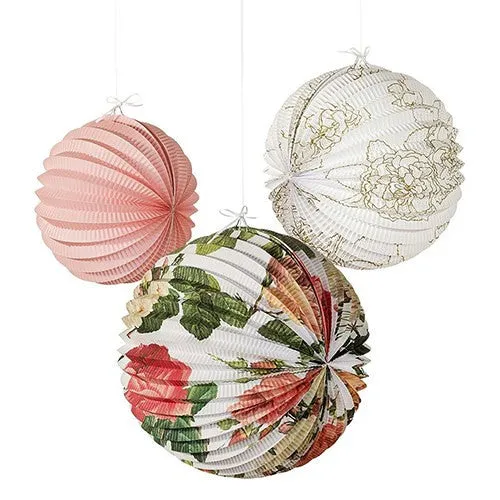 Floral Print Paper Lantern Assortment (Set of 3)