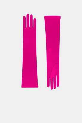 Fuchsia Satin Gloves