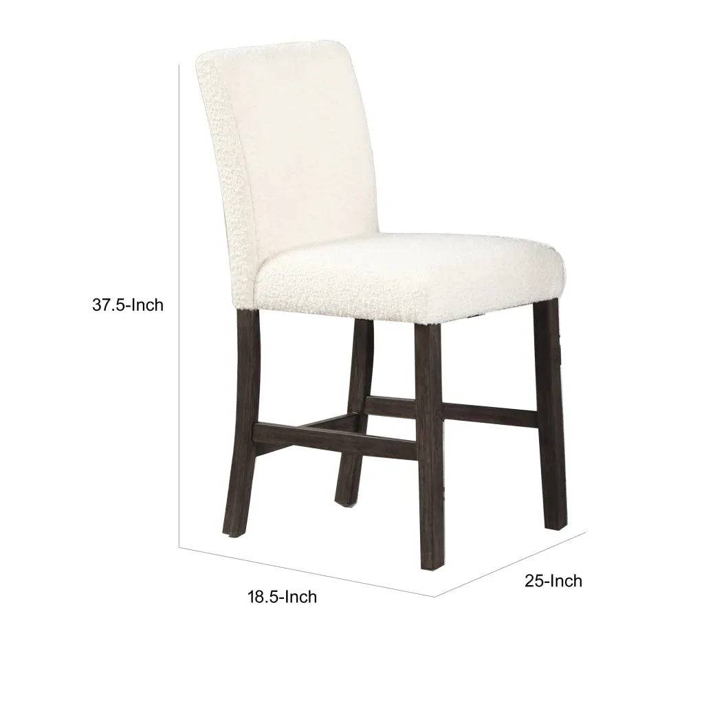 Ghy 25 Inch Dining Side Chair Set of 2, White Textured Upholstery, Brown By Casagear Home