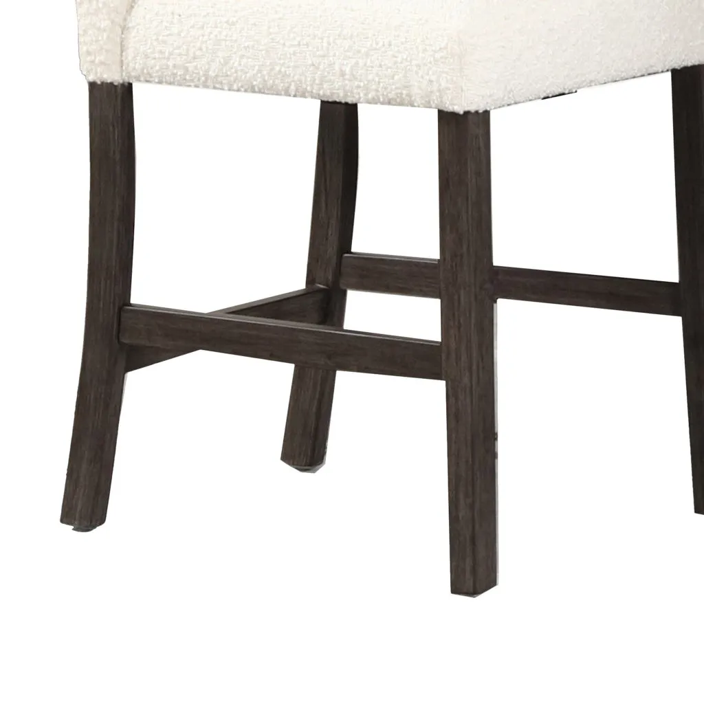 Ghy 25 Inch Dining Side Chair Set of 2, White Textured Upholstery, Brown By Casagear Home