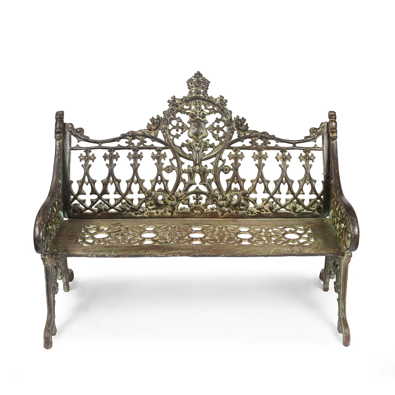 Gothic Cast Iron Garden Bench - Coalbrookdale Style