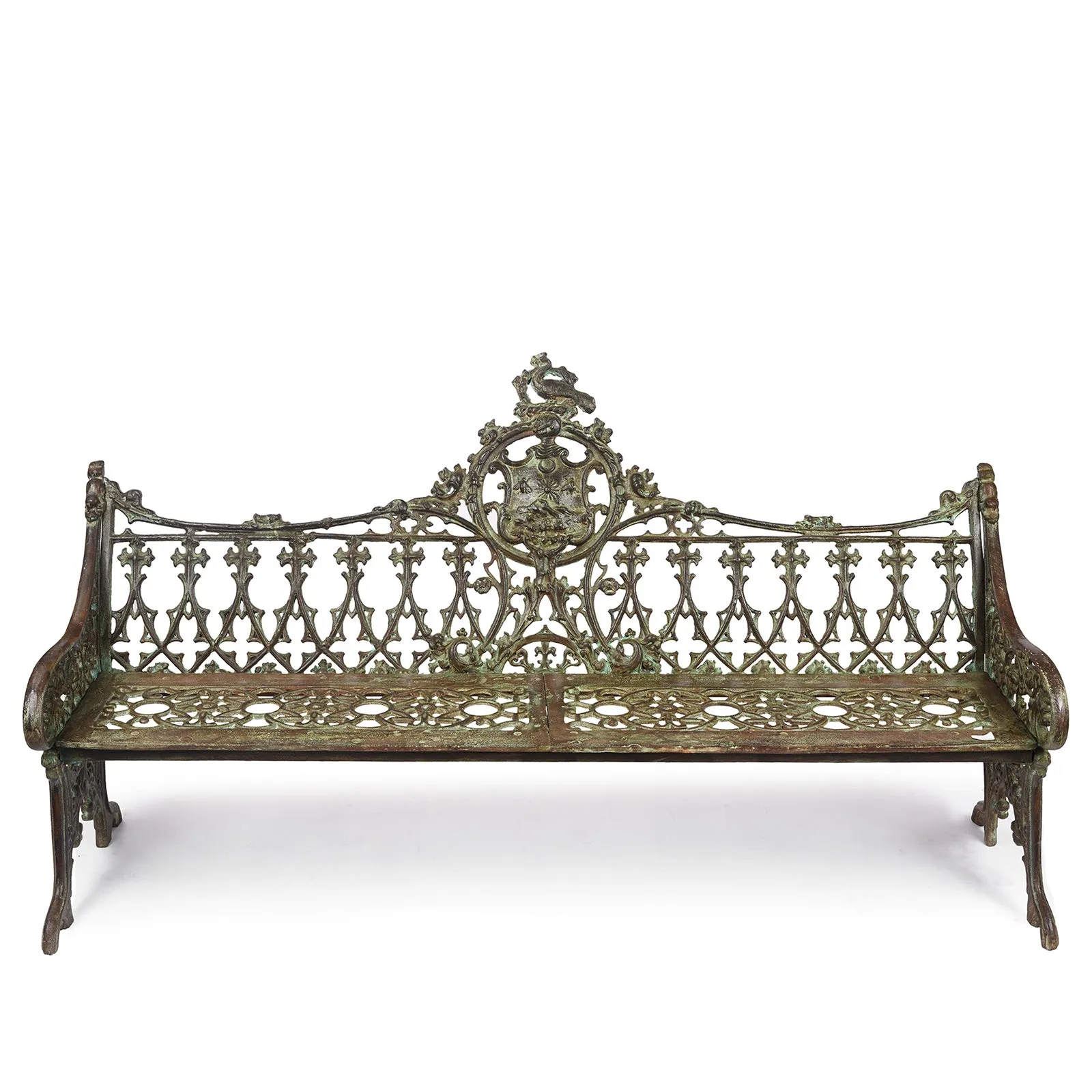 Gothic Cast Iron Garden Bench - Coalbrookdale Style
