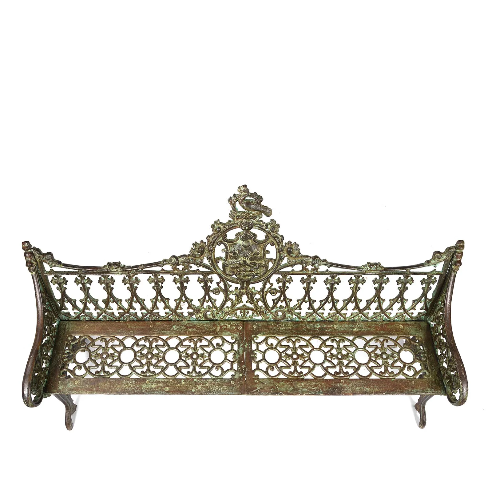 Gothic Cast Iron Garden Bench - Coalbrookdale Style