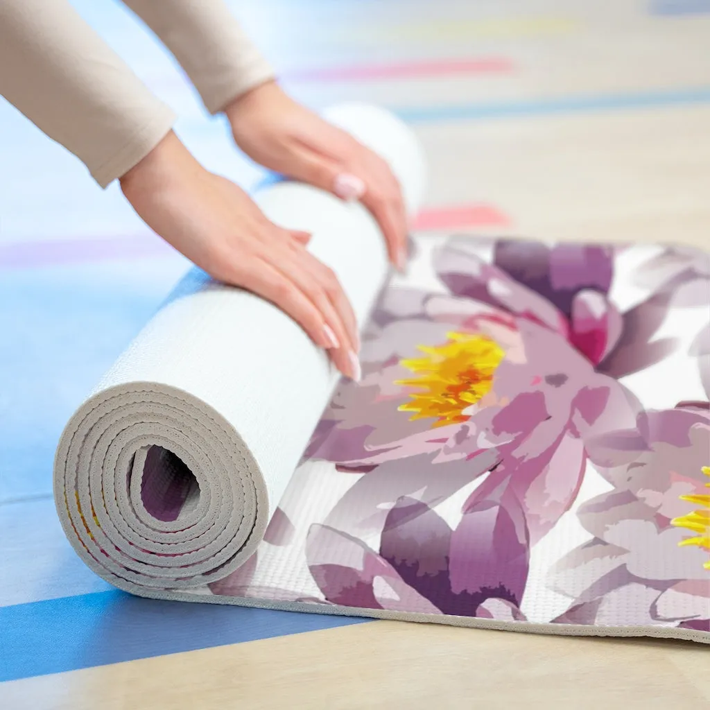 Gray & Lilac Floral Foam Yoga Mat