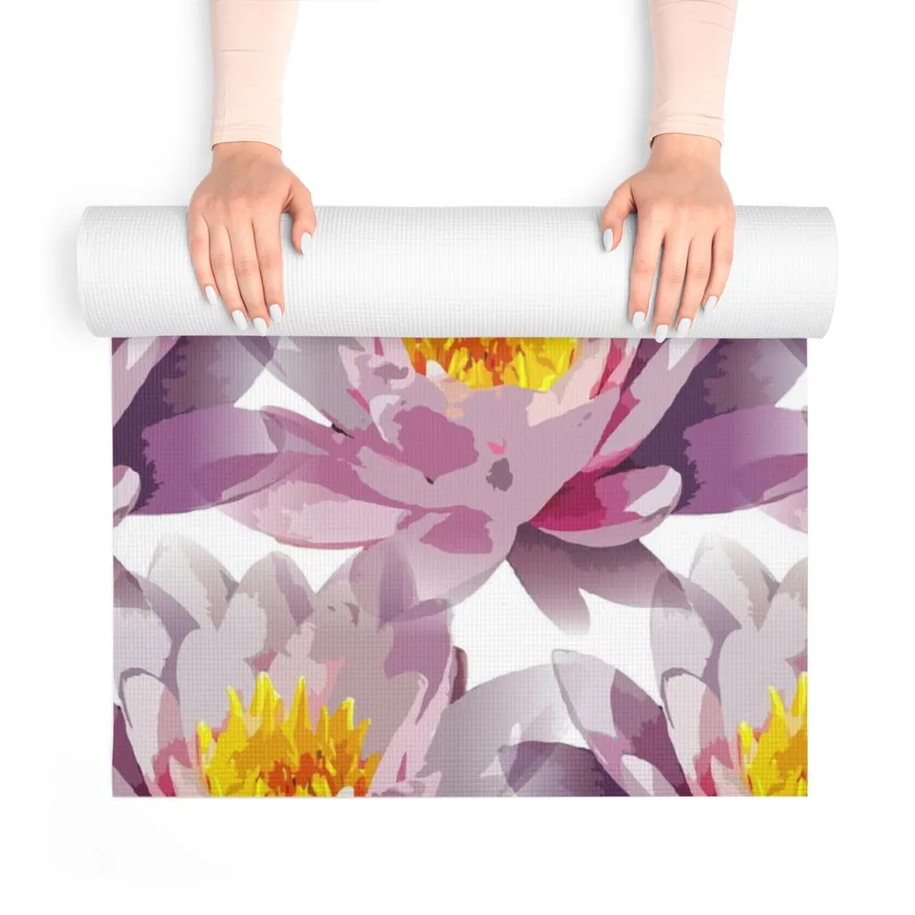Gray & Lilac Floral Foam Yoga Mat