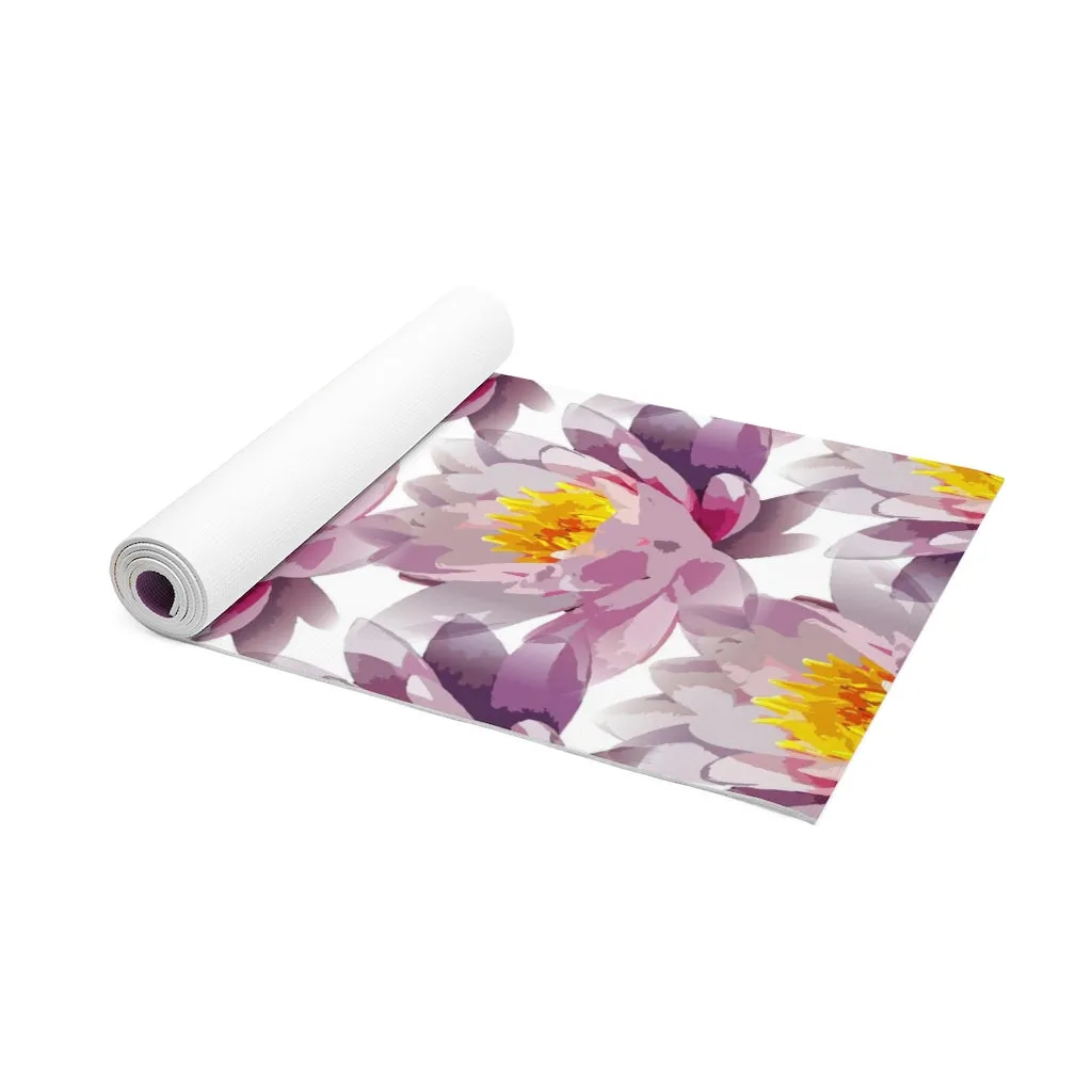 Gray & Lilac Floral Foam Yoga Mat