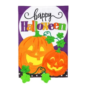 Halloween Jack-O-Lanterns Applique Garden Flag