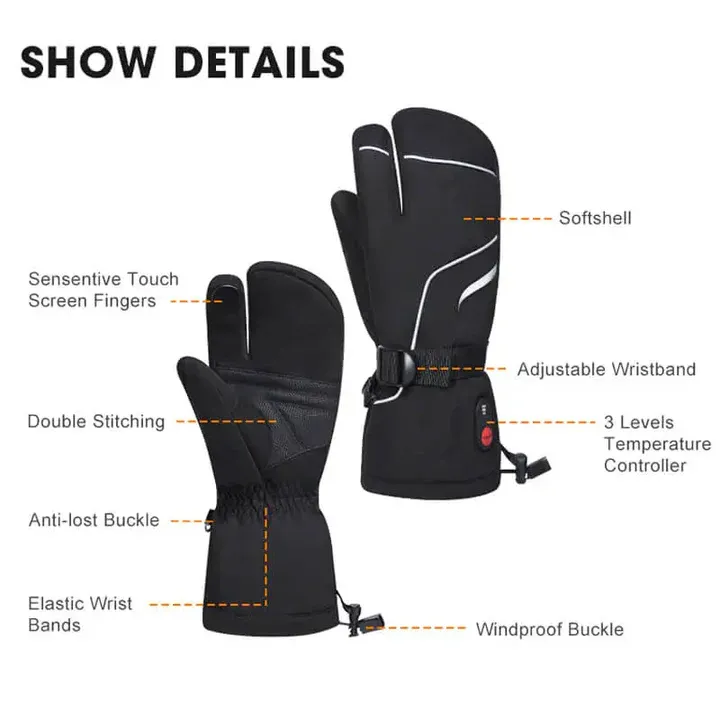 Heated Motorcycle Gloves - Double Heated Wires for Winter Comfort