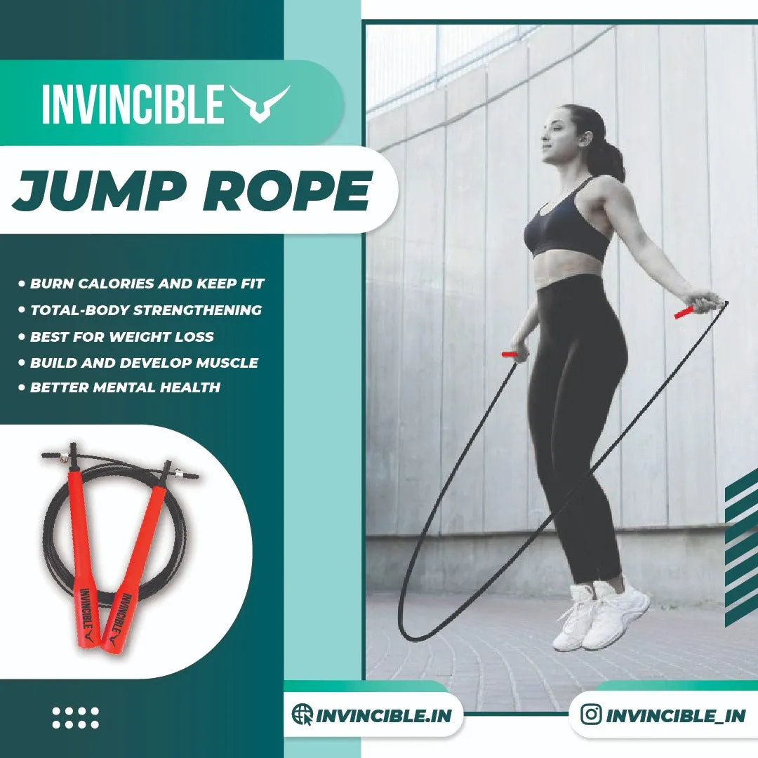Invincible Jump Rope for Women and Men, Adjustable Steel Skipping Rope for Fitness Workout and Home Exercise
