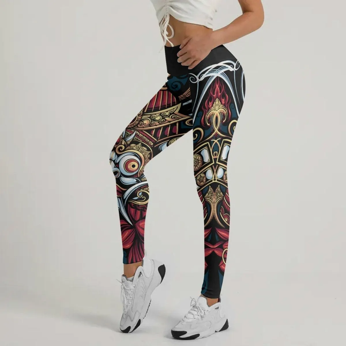 Japanese Weird Samurai Helmet Leggings