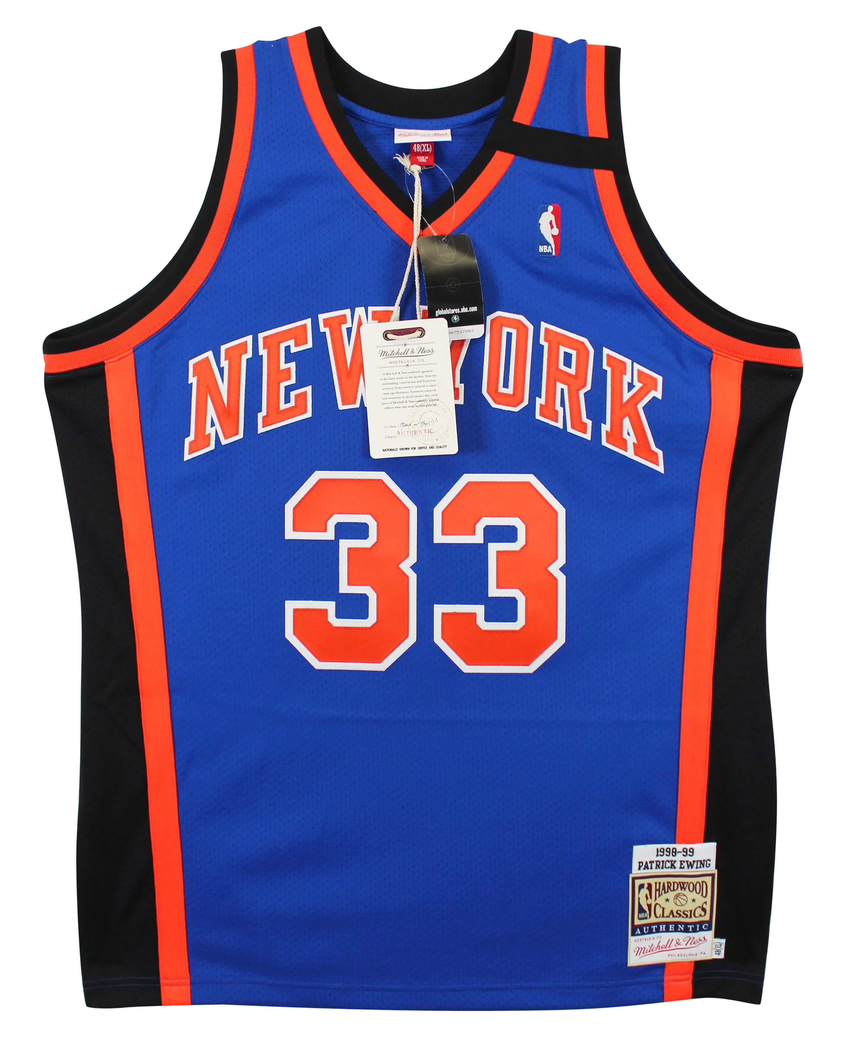 Knicks Patrick Ewing Signed Blue M&N 1998-99 HWC Authentic Jersey BAS #1W470529