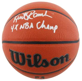 Lakers Kurt Rambis "4x Champ" Authentic Signed Wilson Basketball BAS Witnessed