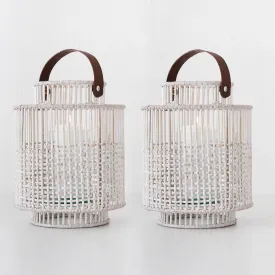 LE PORTIV RATTAN LANTERN BUNDLE X2  |  LARGE  |  WHITE WASH RATTAN