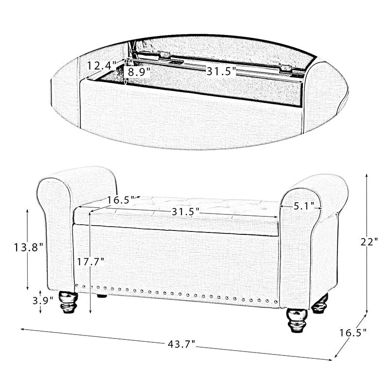 Lea 43.7" Wide Storage Bench