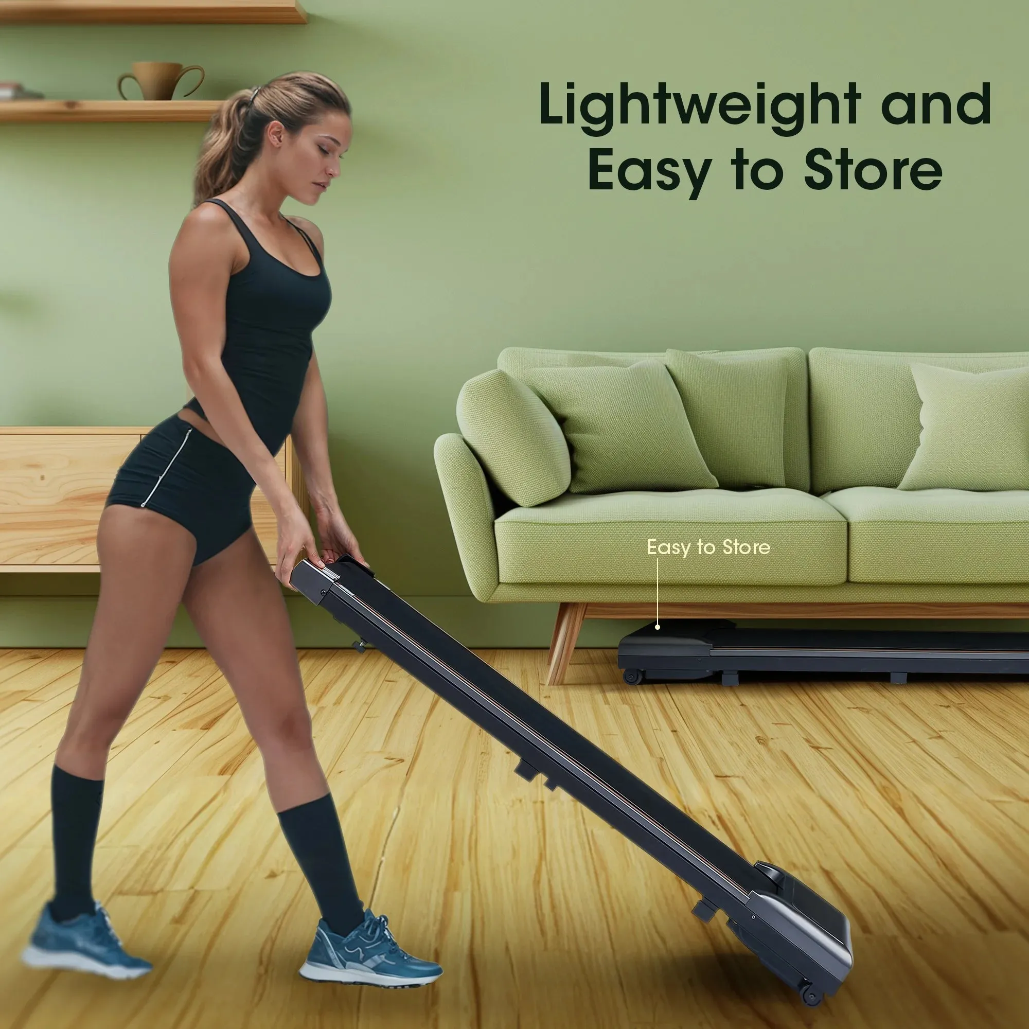 Lightweight & Under Desk Treadmill with Remote