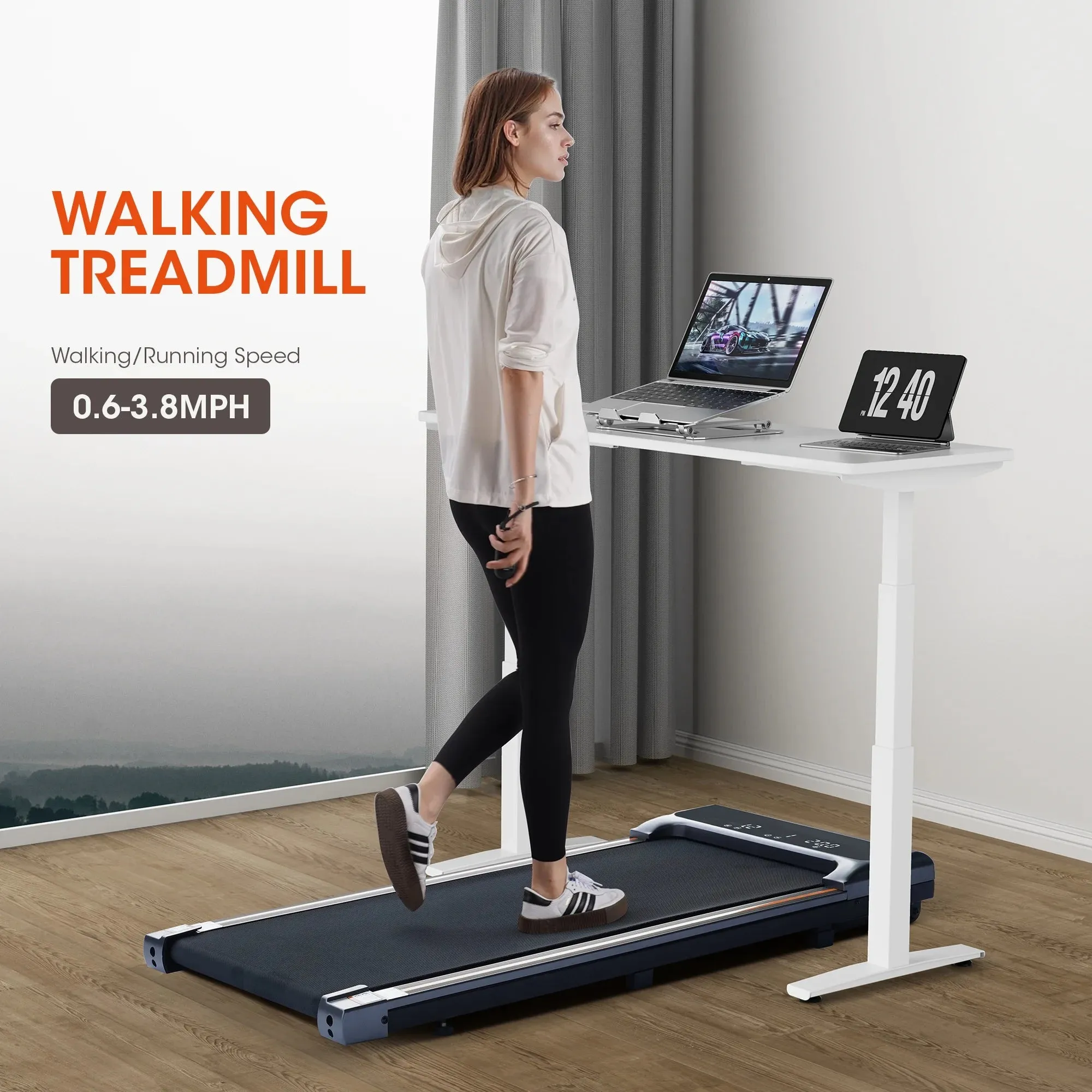 Lightweight & Under Desk Treadmill with Remote