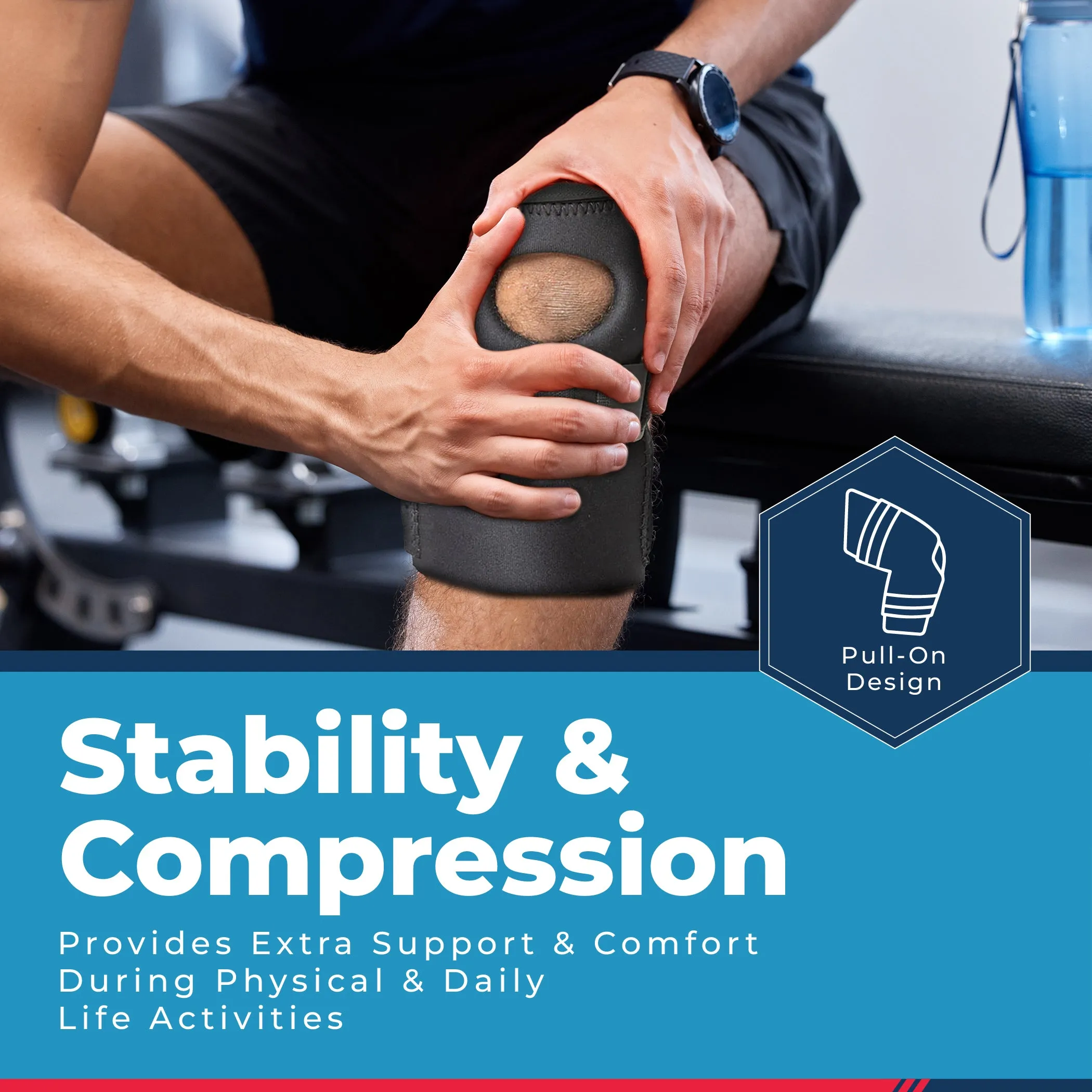 Neoprene Pull On Patella Knee Sleeve with Positive Control Distal Strap (K46)