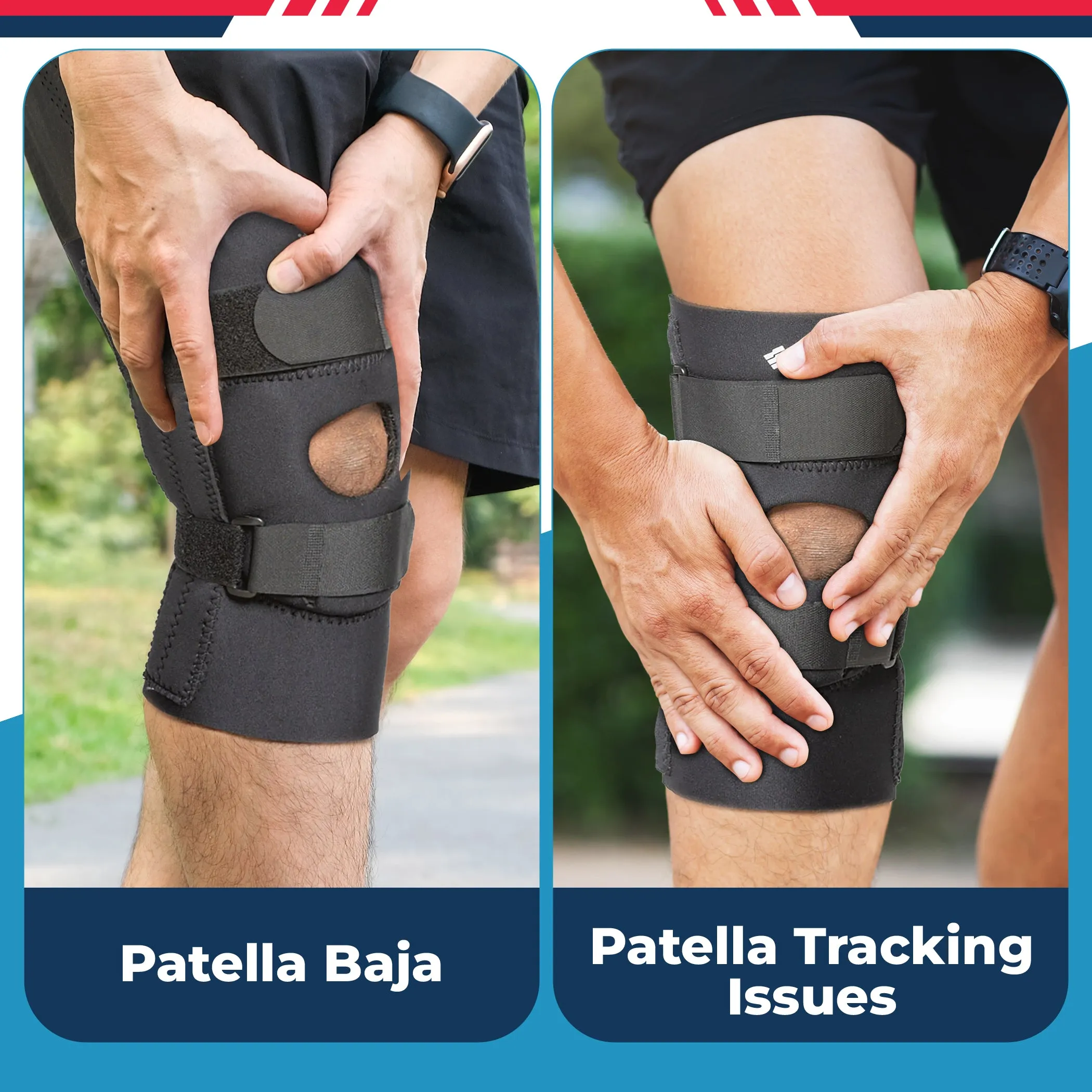 Neoprene Pull On Patella Knee Sleeve with Positive Control Distal Strap (K46)