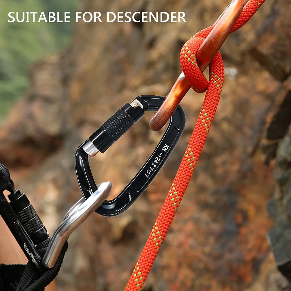 NewDoar 24-30KN Auto Locking Clips D-Shaped Heavy Duty for Camping, Hiking, Swing, Hammock